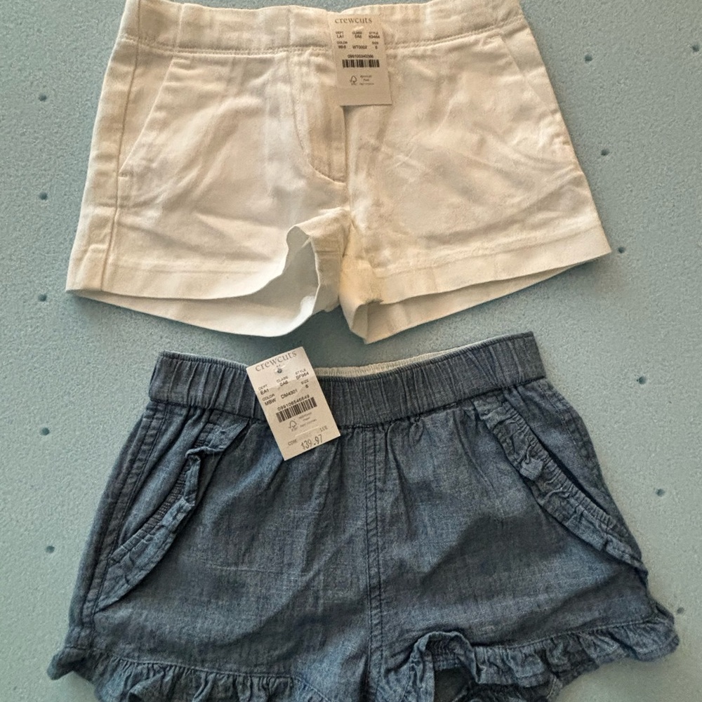 Crewcuts White and Chambray Blue Girls' Shorts Set